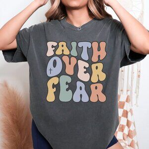 Retro Faith Over Fear Vintage Style Christian Shirt Unisex Handmade